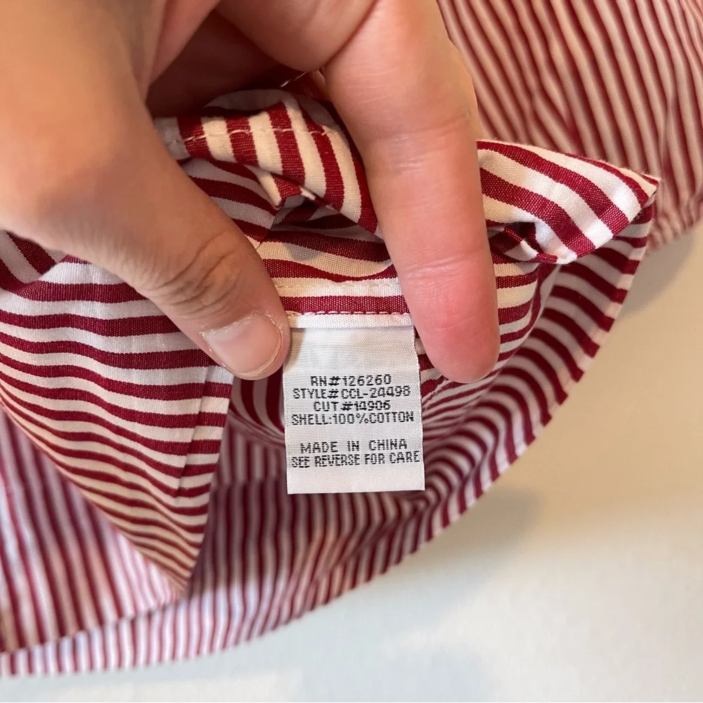 Velvet Heart Striped Top sz Medium Red White Bow Front Cropped Puff Sleeve - Picture 5 of 9